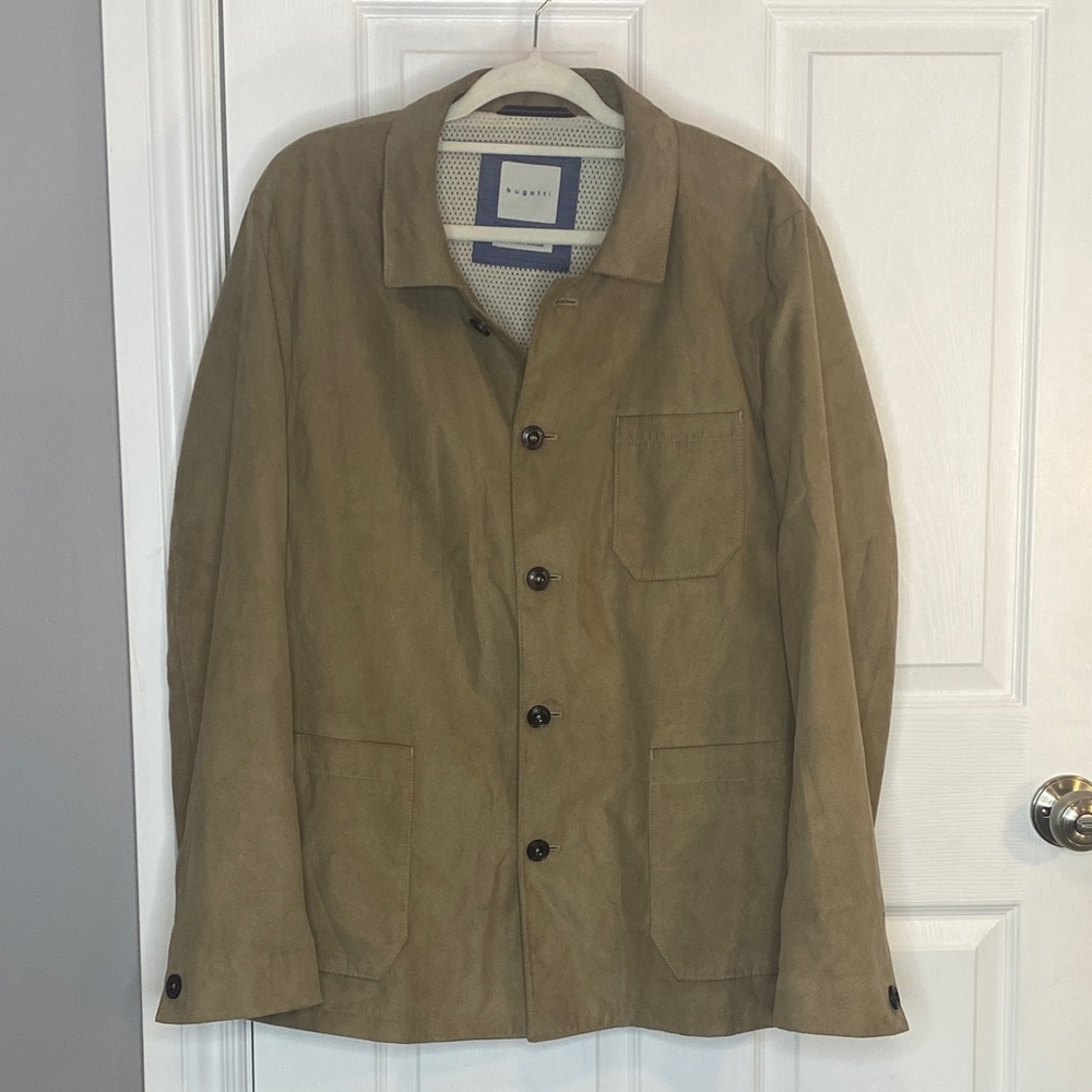 Bugatti Tan Premium Suede Button Front Jacket European Designer US 44R - Picture 2 of 16